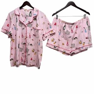 BedHead Let’s Do Brunch Short Set Pink Pajamas Size X-Large